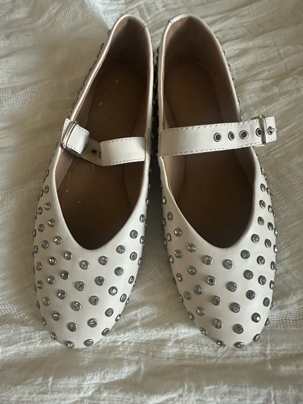 Madewell White Studded Mary Jane Flats